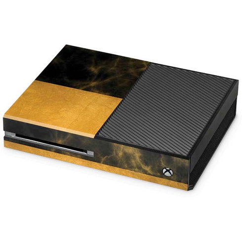 Black and Gold Split Marble Xbox One Console Skin